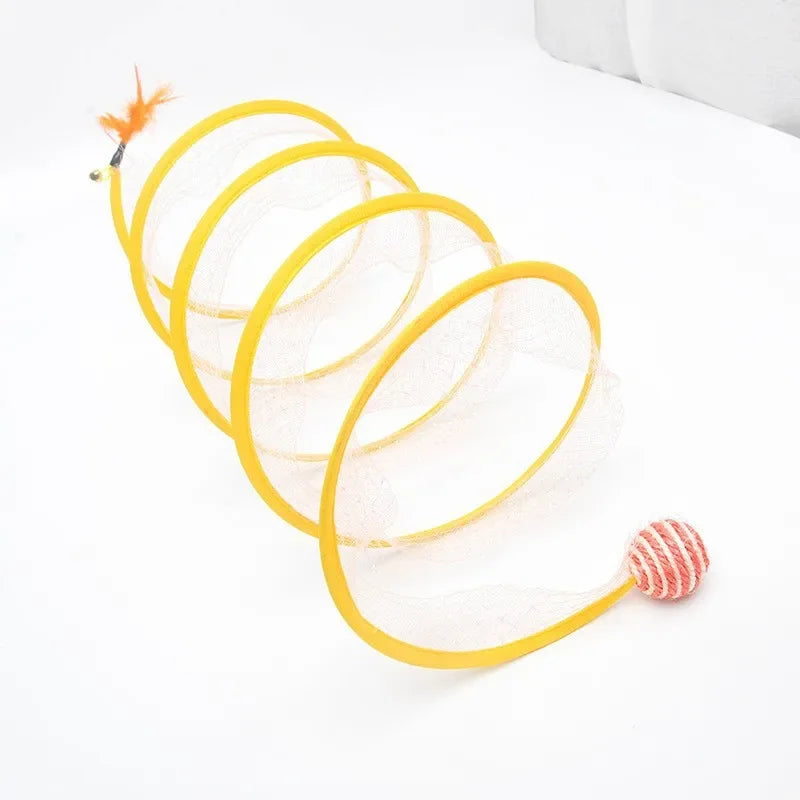 Folded Cat Tunnel S Type Cats Tunnel Spring Toy Mouse Tunnel With Balls And Crinkle Cat Outdoor Cat Toys For Kitten Interactive - Home Pet Hub