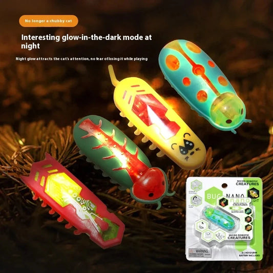 Pet Interactive Mini Electric Bug Cat Toy Kitten Escape Obstacle Automatic Flip Toy Battery Operated Vibration Beetle Supplies