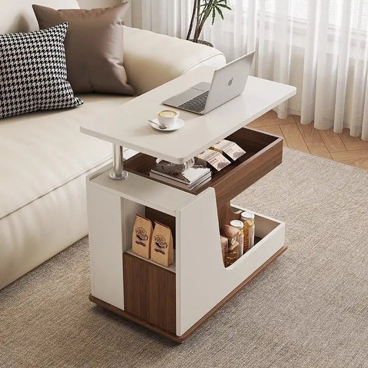 Solid Wood High-End Bedroom Furniture Luxury Modern Slate Multifunctional Side Cabinet Sofa Trolley Lift Capabilities Accessible