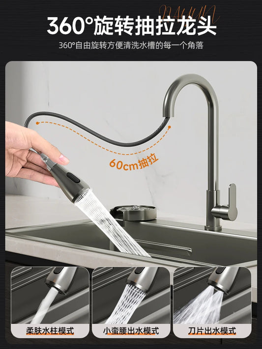 Kitchen Vegetable Basin, Large Sink, 304 Stainless Steel Countertop Sink, Dishwasher, Household Thickened Vegetable Sink