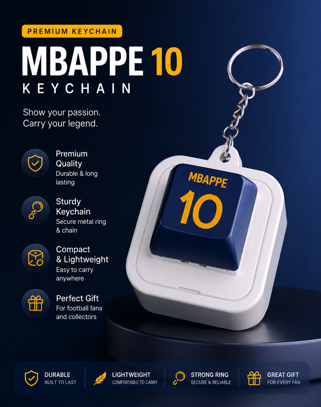Mbappe #10 Football Sound Button Keychain | Funny Soccer Fan Keyring Gift ⚽🔊