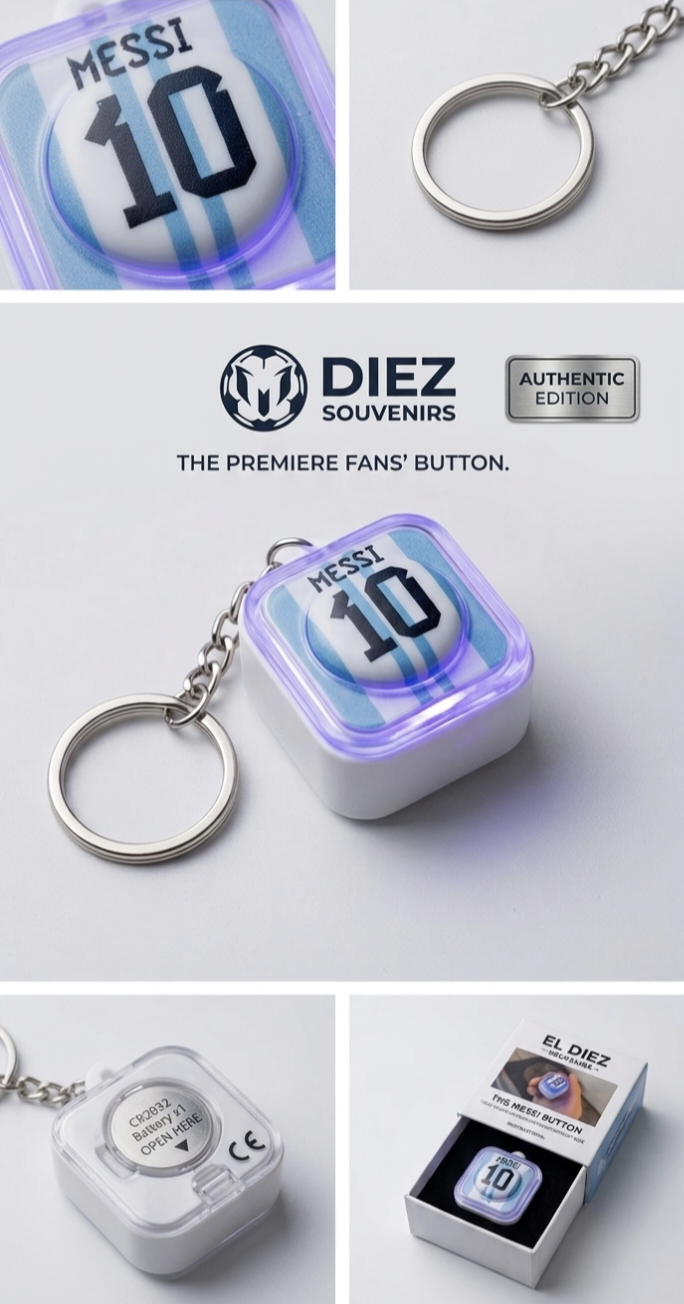 🔥 Messi #10 Sound Button Keychain | Football Fan Celebration Keychain