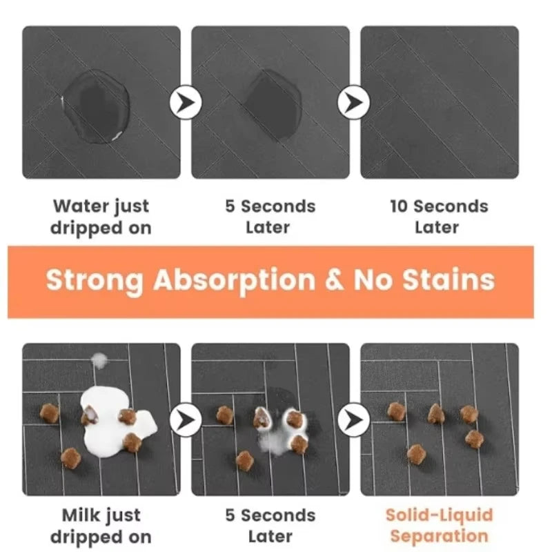 Pet Feeding Mat-Absorbent Pet high feet bowl with Waterproof Rubber Backing Quick Dry Water Mat for Dog Cat supplies