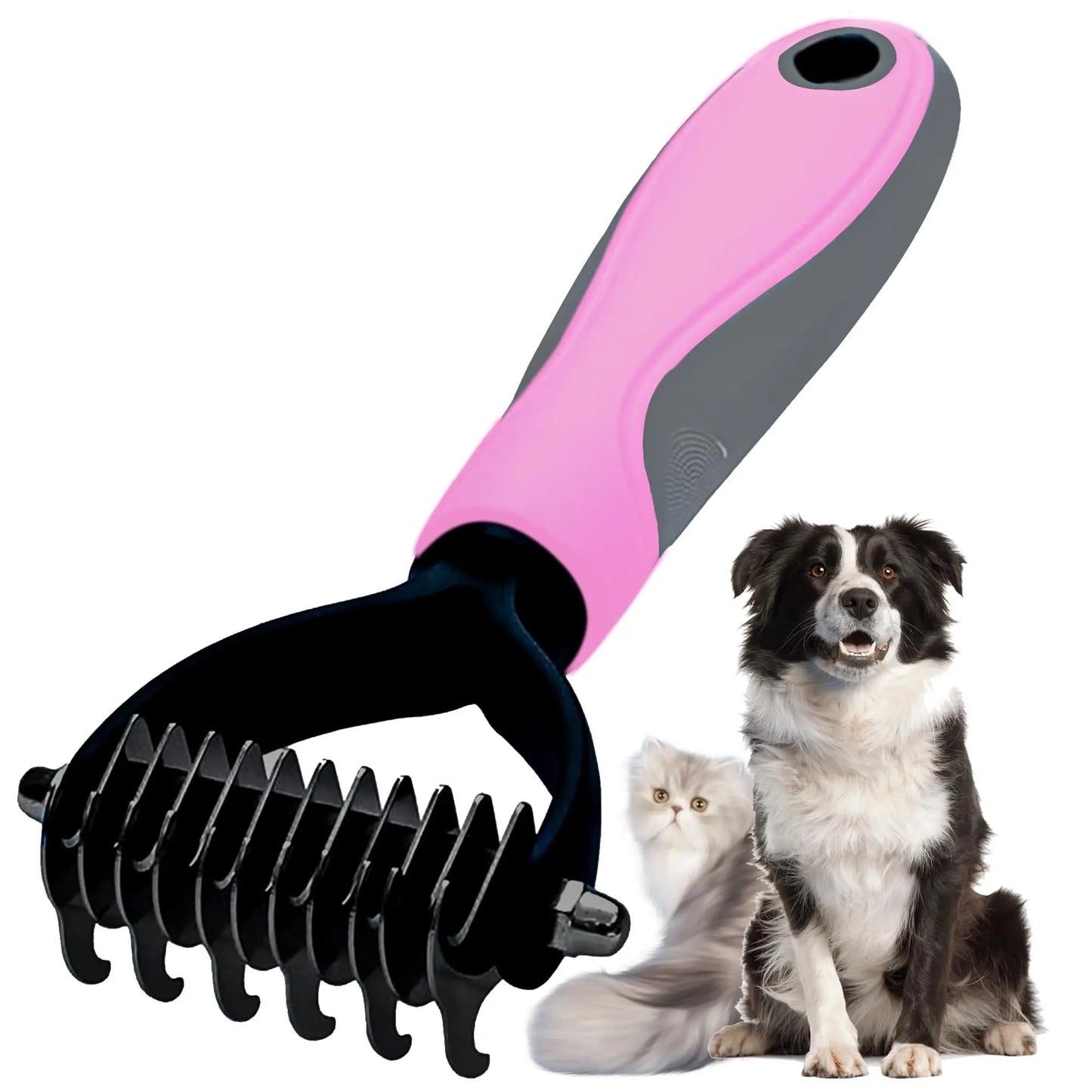 Pet Grooming Brush - Shedding Comb & Dematting Tool for Dogs & Cats, Extra Wide Undercoat Rake