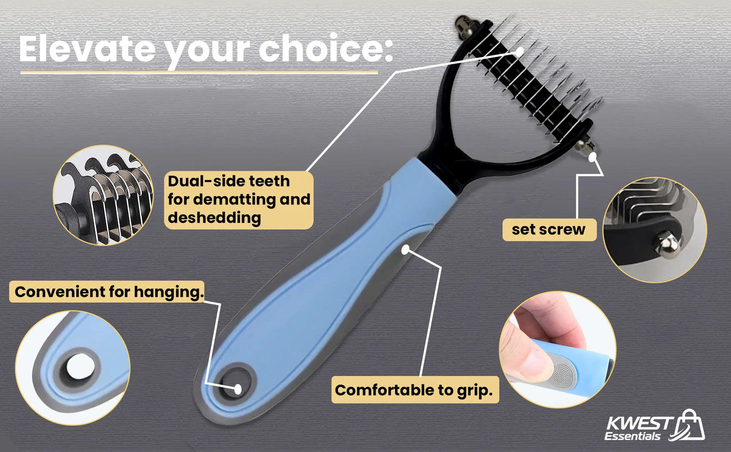 Pet Grooming Brush - Shedding Comb & Dematting Tool for Dogs & Cats, Extra Wide Undercoat Rake