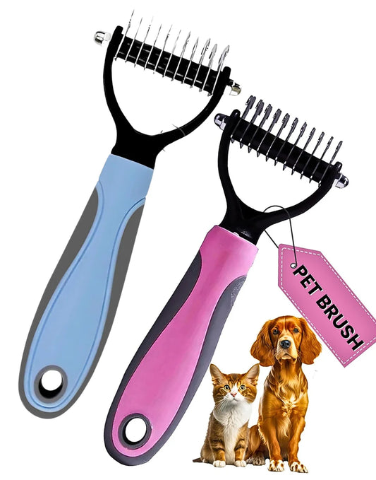 Pet Grooming Brush - Shedding Comb & Dematting Tool for Dogs & Cats, Extra Wide Undercoat Rake