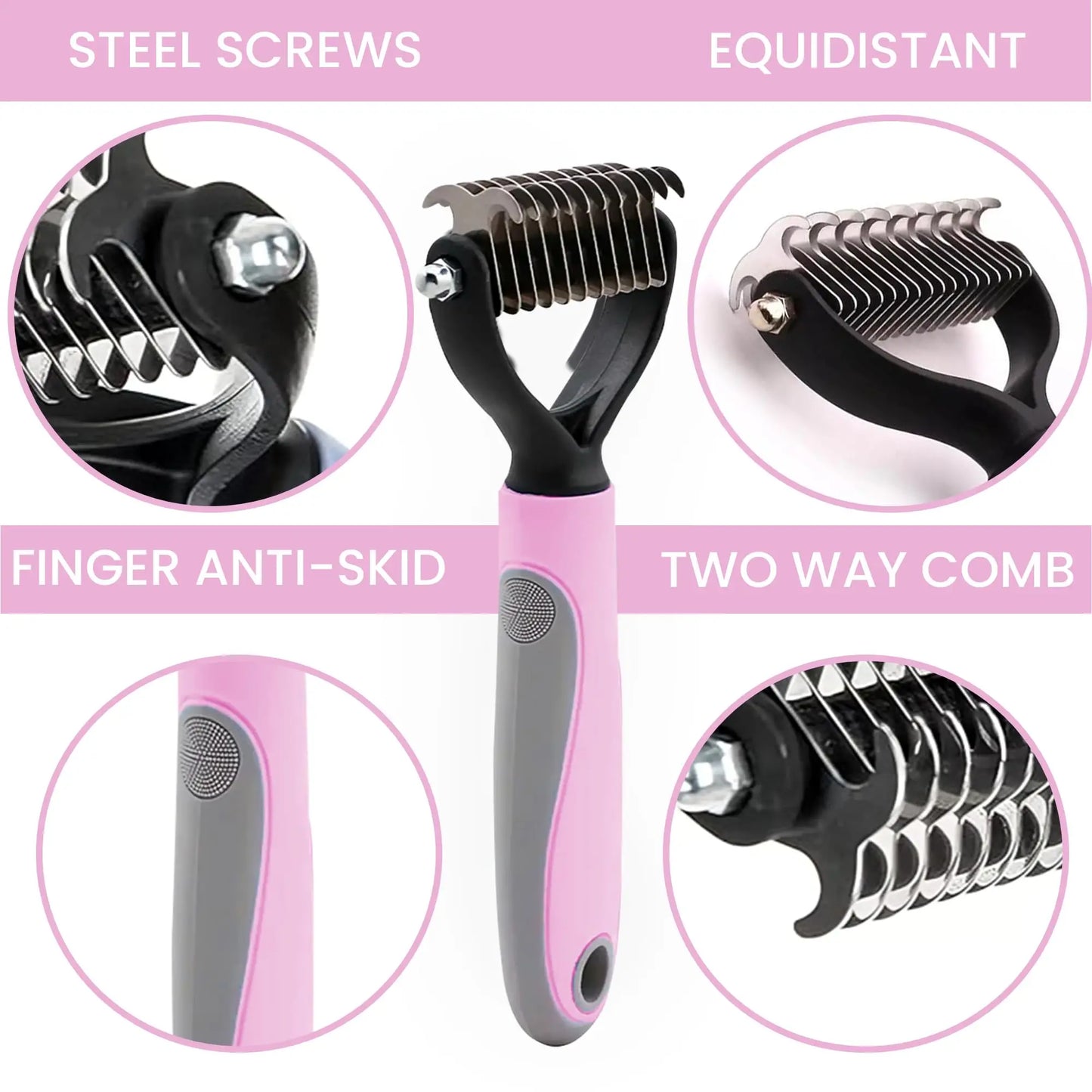 Pet Grooming Brush - Shedding Comb & Dematting Tool for Dogs & Cats, Extra Wide Undercoat Rake