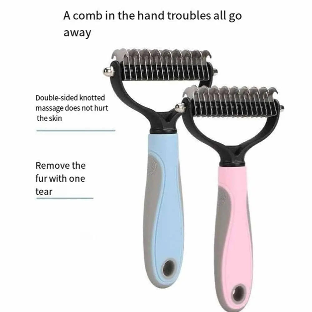 Pet Grooming Brush - Shedding Comb & Dematting Tool for Dogs & Cats, Extra Wide Undercoat Rake