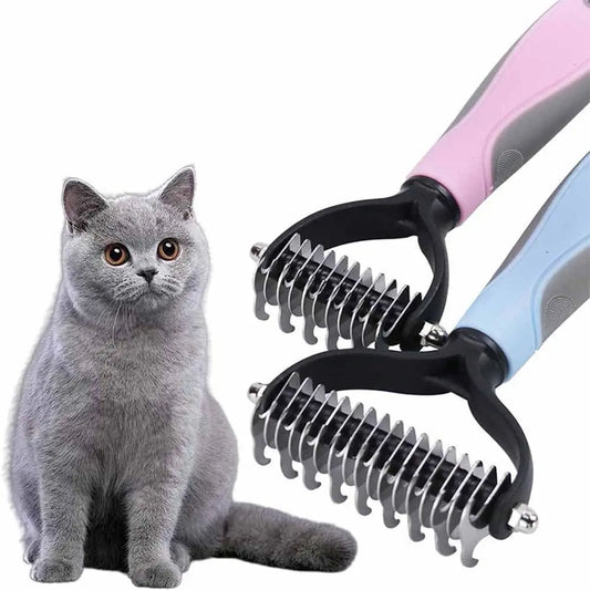Pet Grooming Brush - Shedding Comb & Dematting Tool for Dogs & Cats, Extra Wide Undercoat Rake