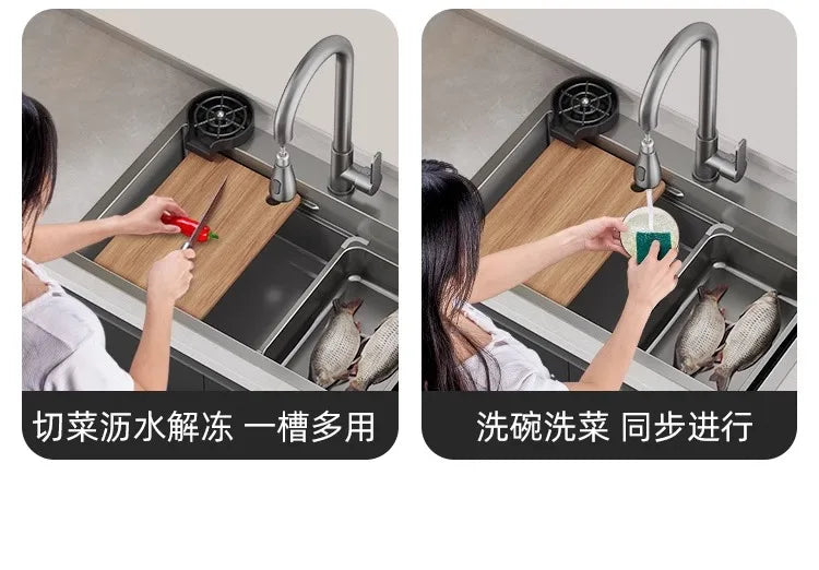 Kitchen Vegetable Basin, Large Sink, 304 Stainless Steel Countertop Sink, Dishwasher, Household Thickened Vegetable Sink