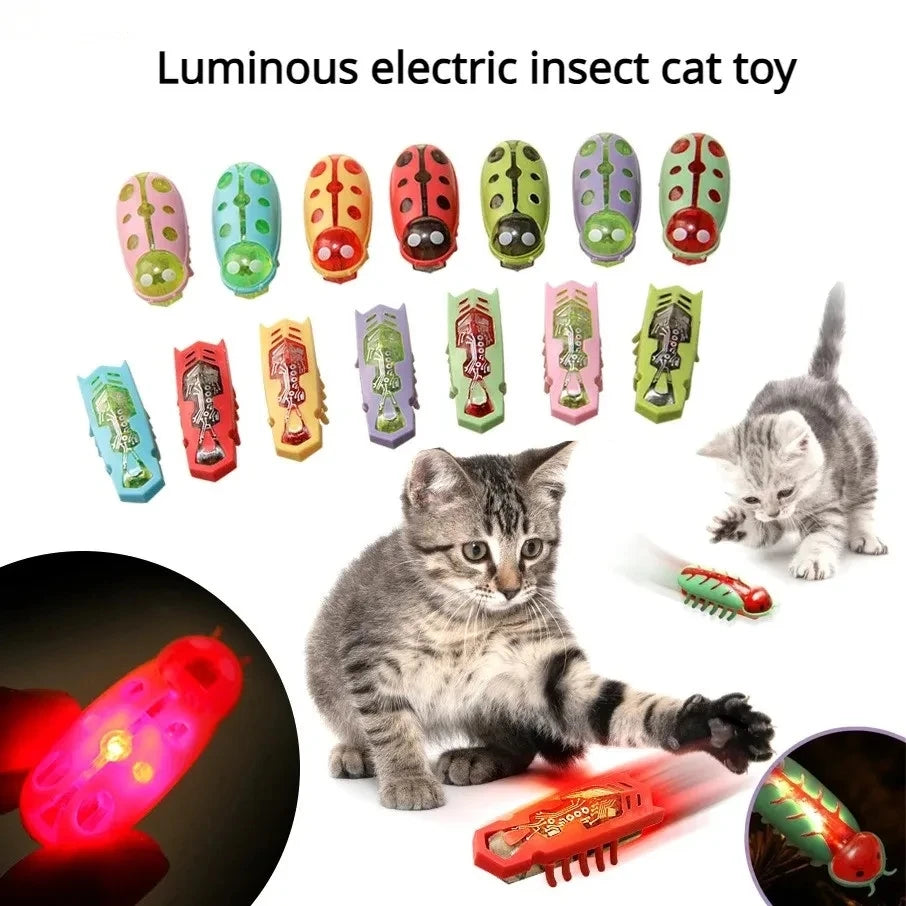 Pet Interactive Mini Electric Bug Cat Toy Kitten Escape Obstacle Automatic Flip Toy Battery Operated Vibration Beetle Supplies