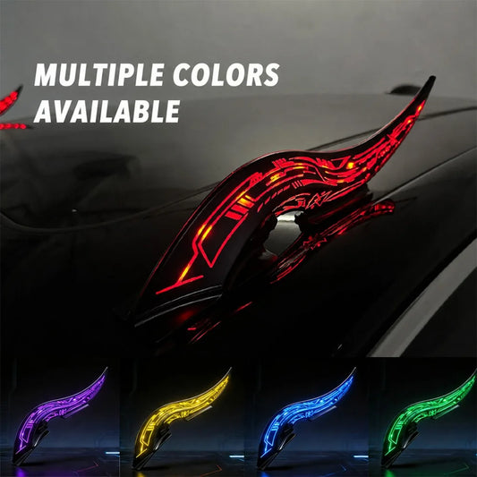 1Set Universal Dragon Horn Car Roof Decoration Fins Waterproof, 32 LED Light Modes, Touch Control Dimmable,Type-C Rechargeable - Home Pet Hub