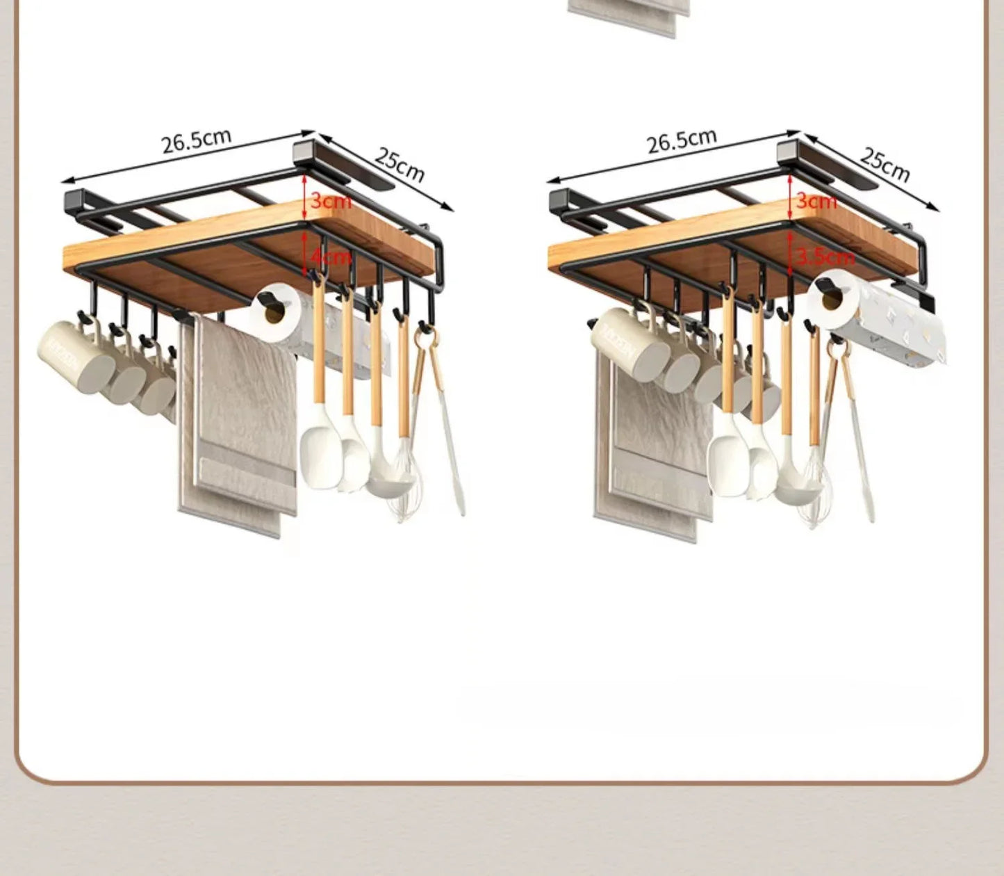 Kitchen Under Cabinet Basket Storage Shelf Cutting Board Rack Kitchen Closet Rack Under Desk Cabinet Office Bathroom Organizers