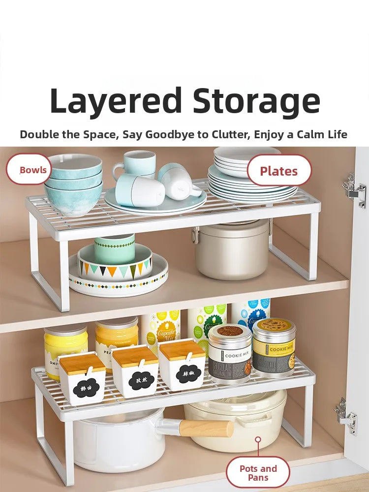 Kitchen Storage Ra Countertop Bowl Plate Pot Utensil Organizer Cabinet Inner Multi-layer elf Seasoning Tabletop Storage