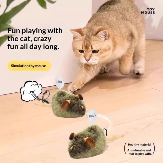 Interactive Cat Toy with Sound Moving Mouse Teaser Wand for Kittens Boredom Relief Chew Toys Realistic Mouse Pet Supplies for