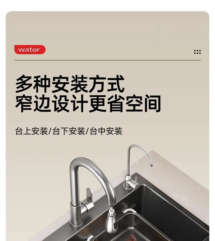 Kitchen Vegetable Basin, Large Sink, 304 Stainless Steel Countertop Sink, Dishwasher, Household Thickened Vegetable Sink