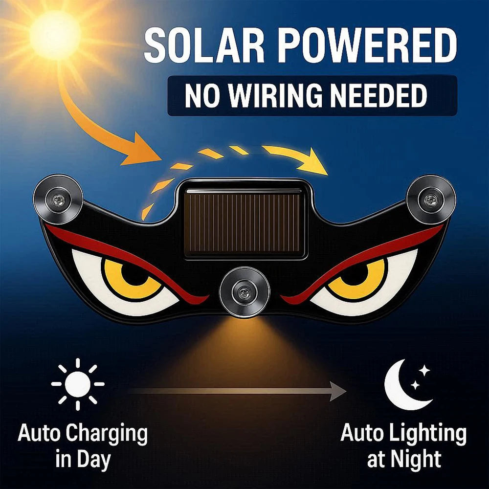 Windshield Devil Eyes LED Solar Warning Flashing Signal Indicator Car LED Ambient Lights with Suction Cup for SUV Auto Window