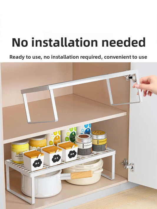 Kitchen Storage Ra Countertop Bowl Plate Pot Utensil Organizer Cabinet Inner Multi-layer elf Seasoning Tabletop Storage