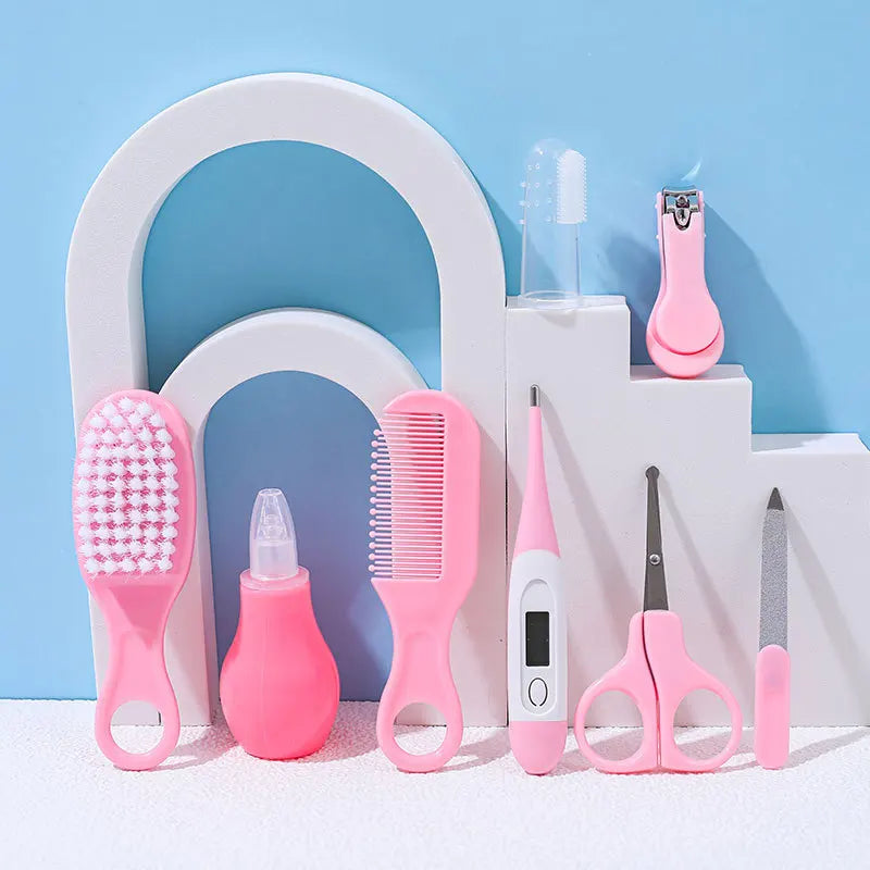 8PCS Baby Grooming Kit, Nail Clipper, Brush, Nasal Aspirator, Comb, and EVA Case for Newborn Care Essentials