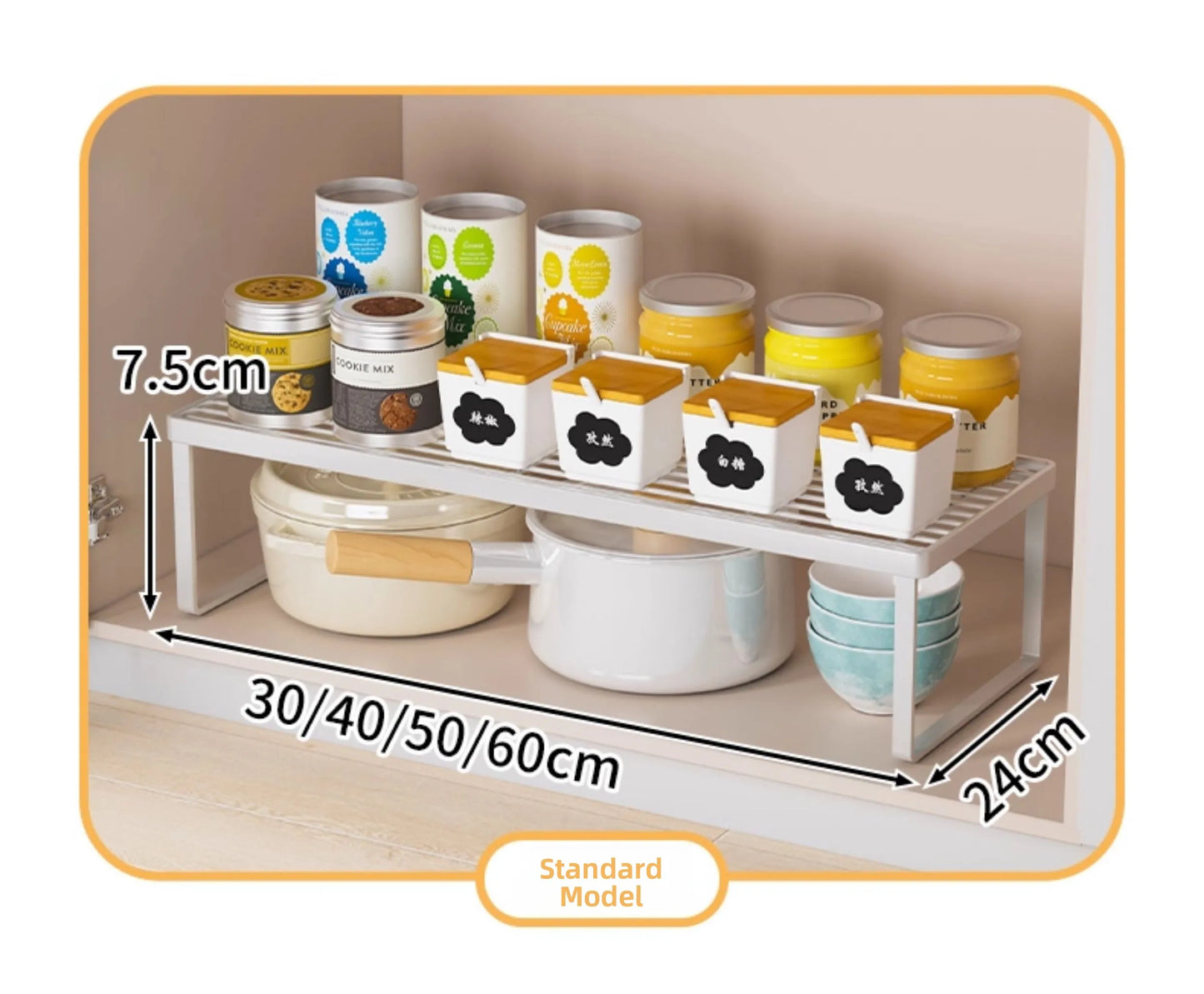 Kitchen Storage Ra Countertop Bowl Plate Pot Utensil Organizer Cabinet Inner Multi-layer elf Seasoning Tabletop Storage