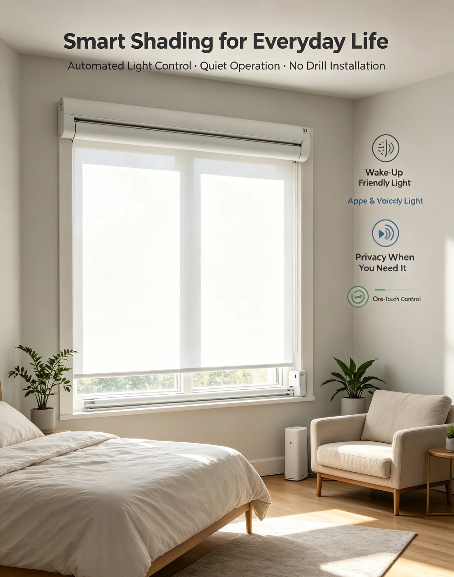 2026 New Style No Drilling With Cover Zigbee Motor Intelligent Control Motorized Roller Blinds For Windows