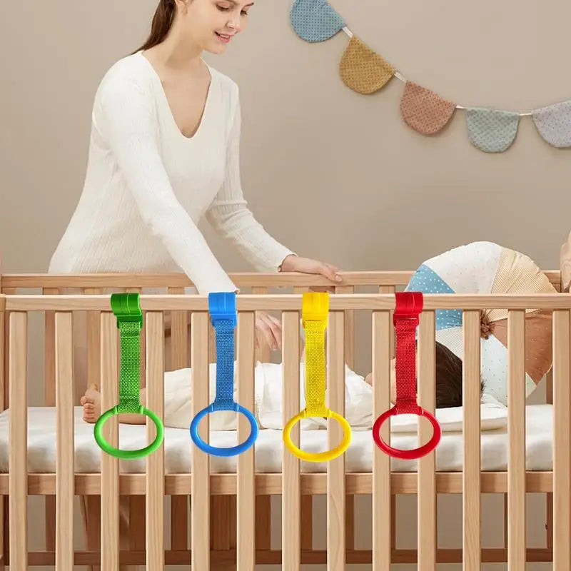 Baby Pull Up Rings 4x Baby Stand Up Dangling Pull Up Rings Educational Toddler Practice Tool Toddler Walking Exercises Assistant