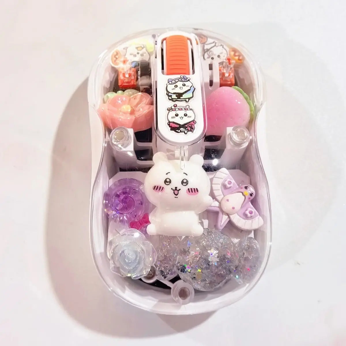Anime Chiikawa Usagi Bluetooth Wireless Mouse Silent Portable Transparent Cartoon Doll Design for Laptop Computer Office Study