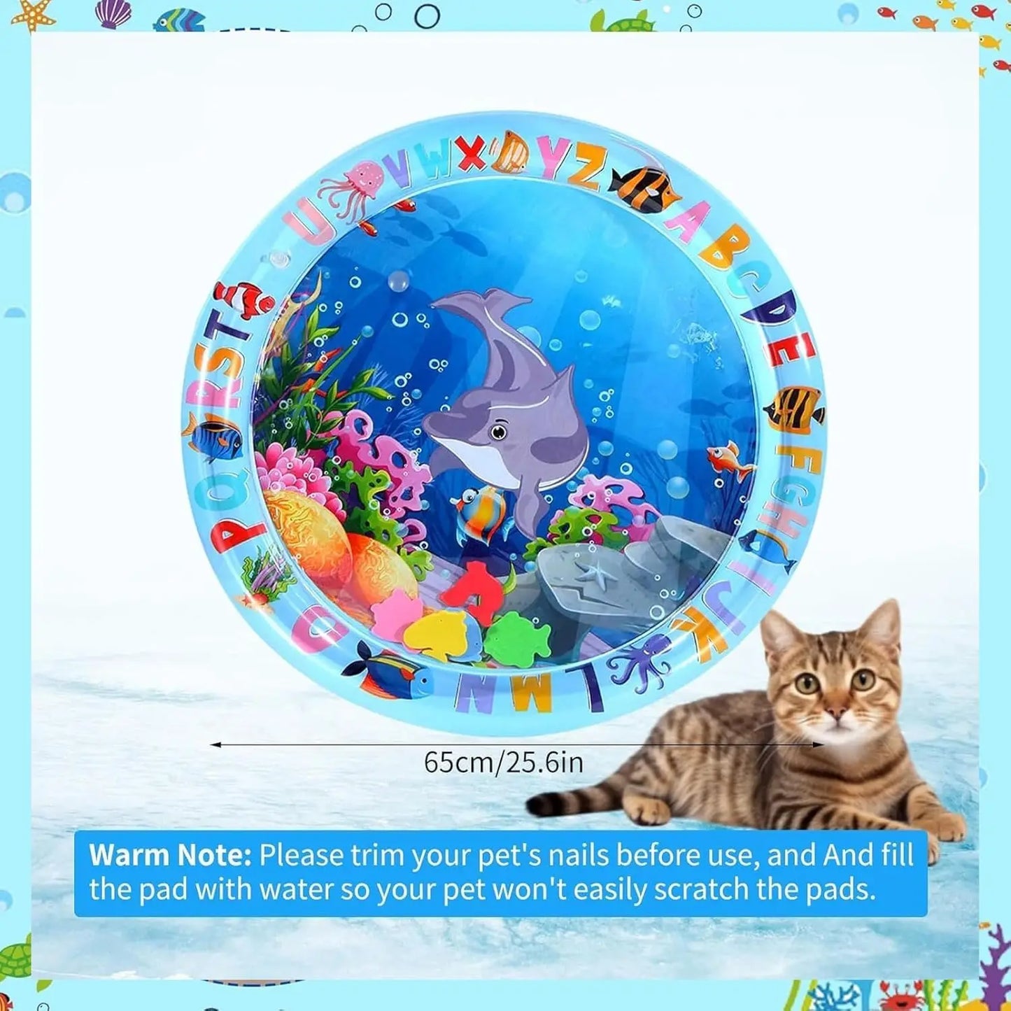 Pet Water Sensory Play Mat for Cats and Dogs Thickened Cooling Pad Interactive Self Play Toy for Pets Summer Indoor Activity