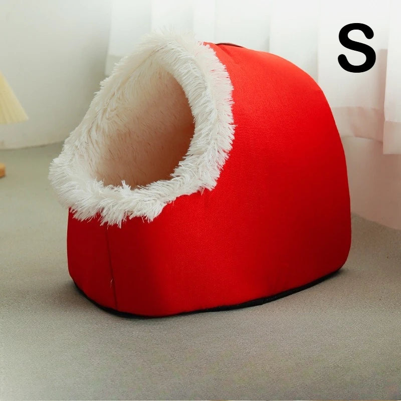 Cozy 2pcs Cat Bed Set - Plush Enclosed Pet Bed & Mat, Washable Cover. Purrfect Christmas Gift! 🎁