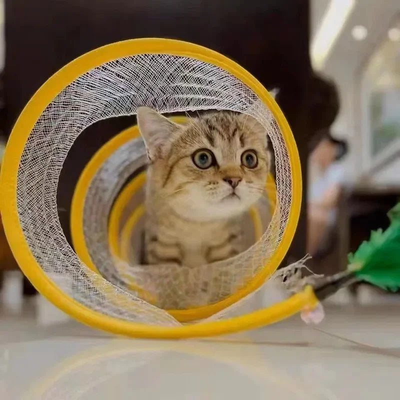 Folded Cat Tunnel S Type Cats Tunnel Spring Toy Mouse Tunnel With Balls And Crinkle Cat Outdoor Cat Toys For Kitten Interactive - Home Pet Hub