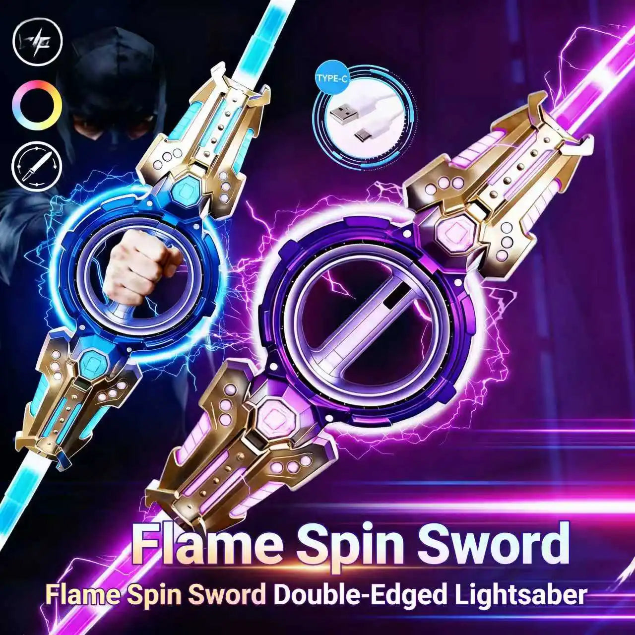 Luminous Fire Spinning Sword Toy! The child instantly transforms into an interstellar hero, shining brightly at night and attracting attention