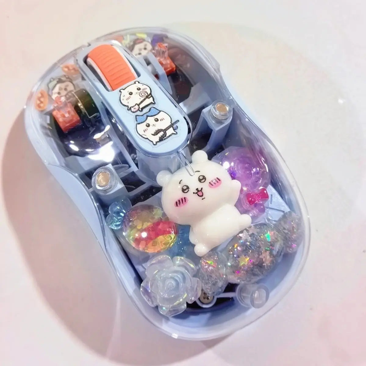 Anime Chiikawa Usagi Bluetooth Wireless Mouse Silent Portable Transparent Cartoon Doll Design for Laptop Computer Office Study