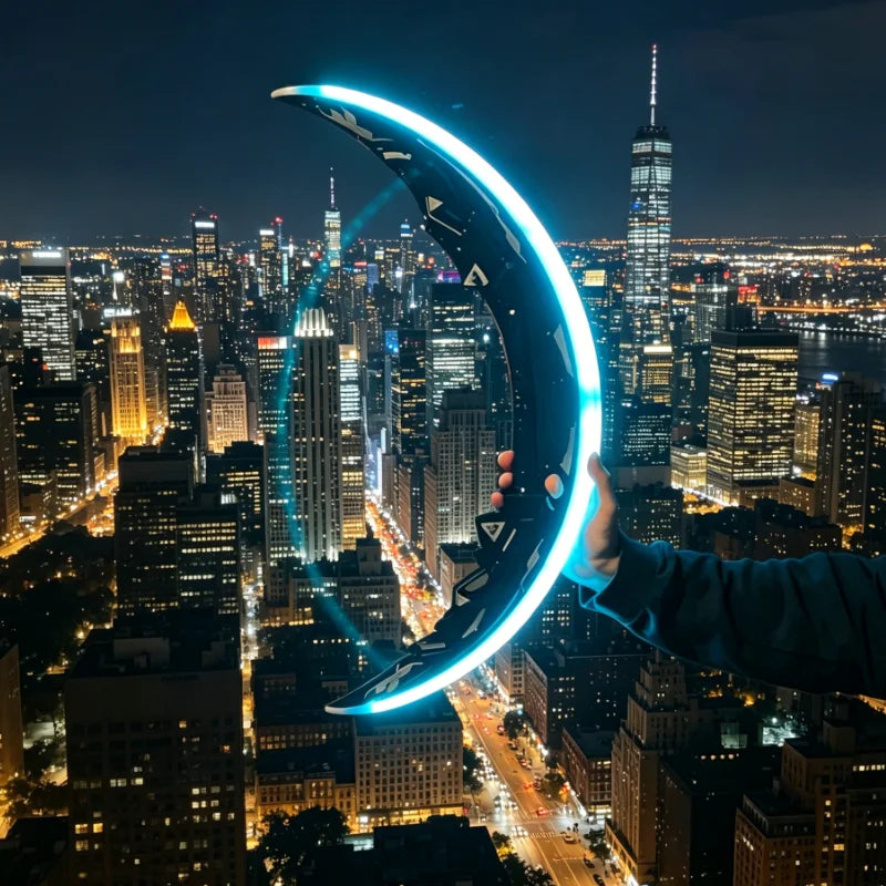 2 IN 1 Luminous Round Moon Curved Double-bladed Glowing Scimitar Creative Sword Toys Flow Light Prop Children's Toy Boy Gifts