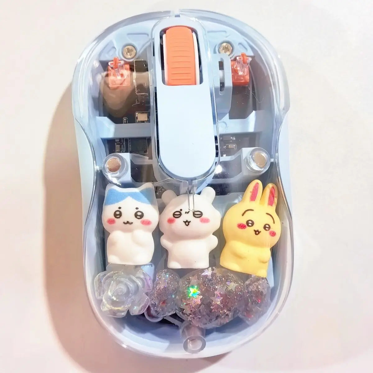 Anime Chiikawa Usagi Bluetooth Wireless Mouse Silent Portable Transparent Cartoon Doll Design for Laptop Computer Office Study