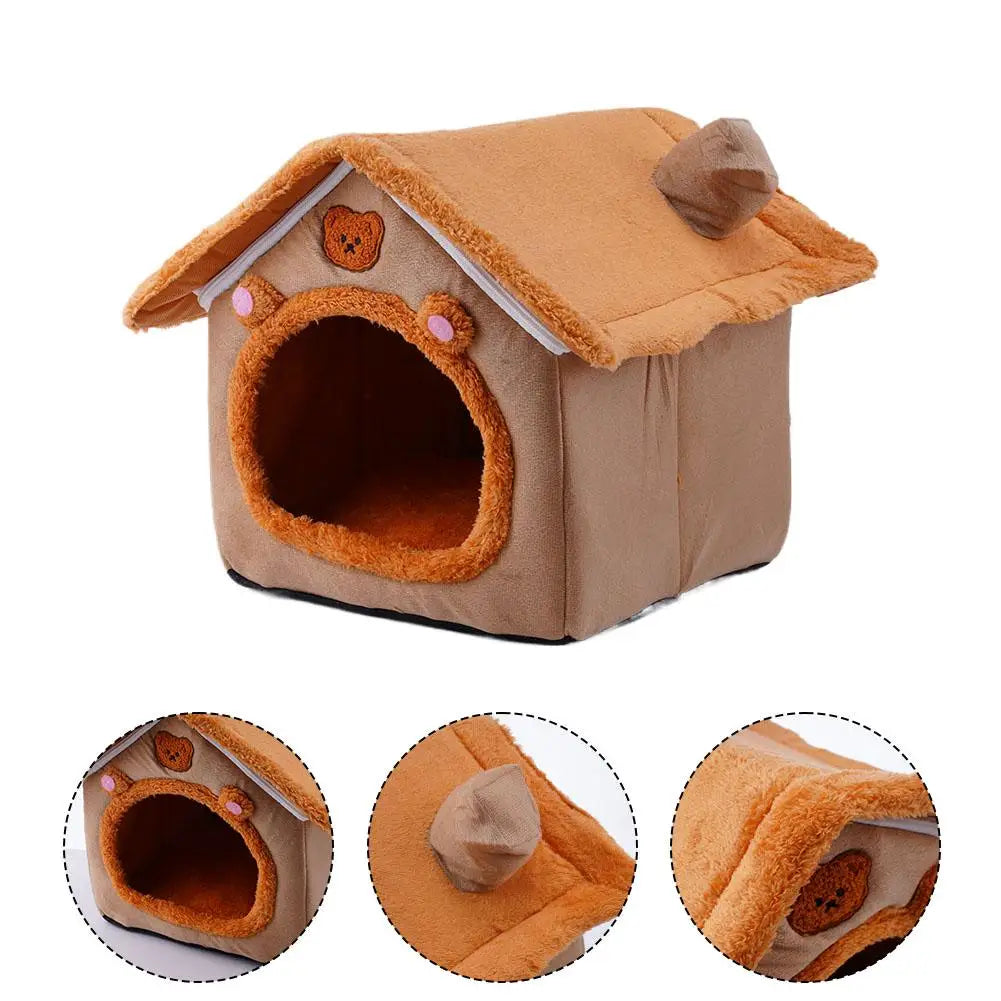 Pet House Bed Cat Cave Dog Kennel Warm Sleeping Bag Cozy Tent Soft Puppy Cushion Mat Indoor Winter Supplies