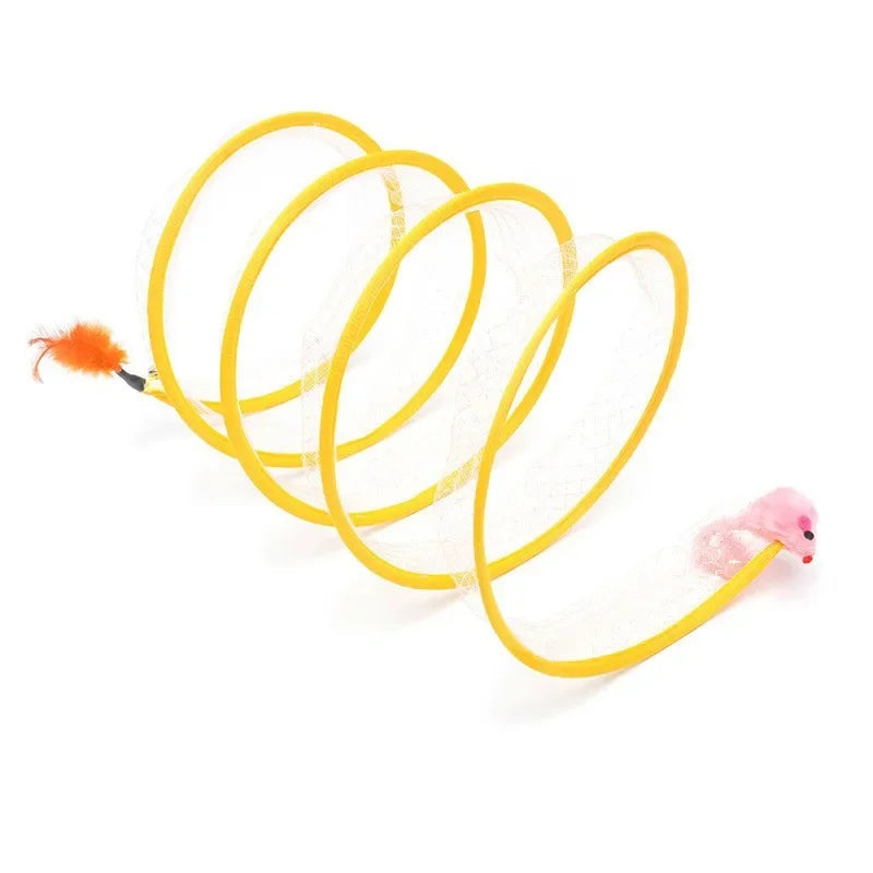 Folded Cat Tunnel S Type Cats Tunnel Spring Toy Mouse Tunnel With Balls And Crinkle Cat Outdoor Cat Toys For Kitten Interactive - Home Pet Hub