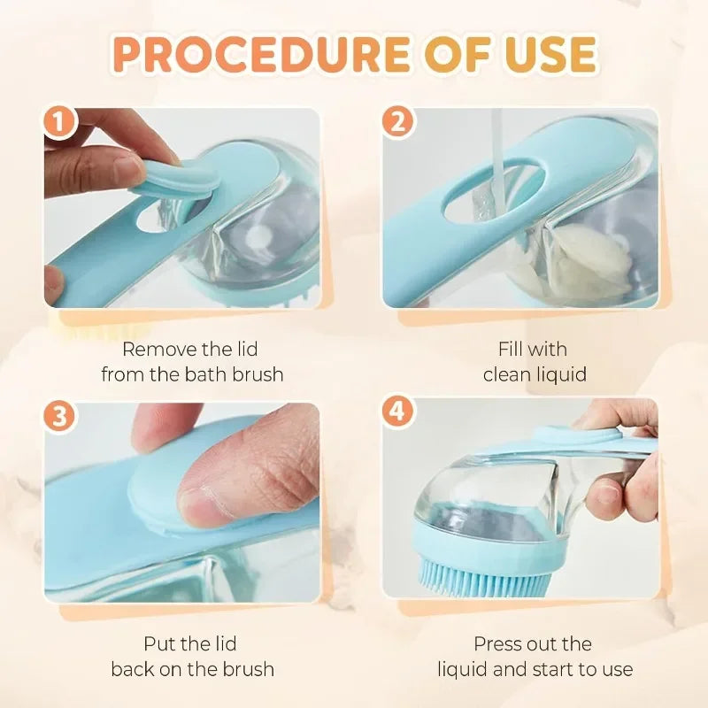 Pet Grooming Brush - Bath Massager & Bubble Maker Paw Washer Bath Brush Scrubber Shampoo Brush for Long/Short Haired Dogs & Cats