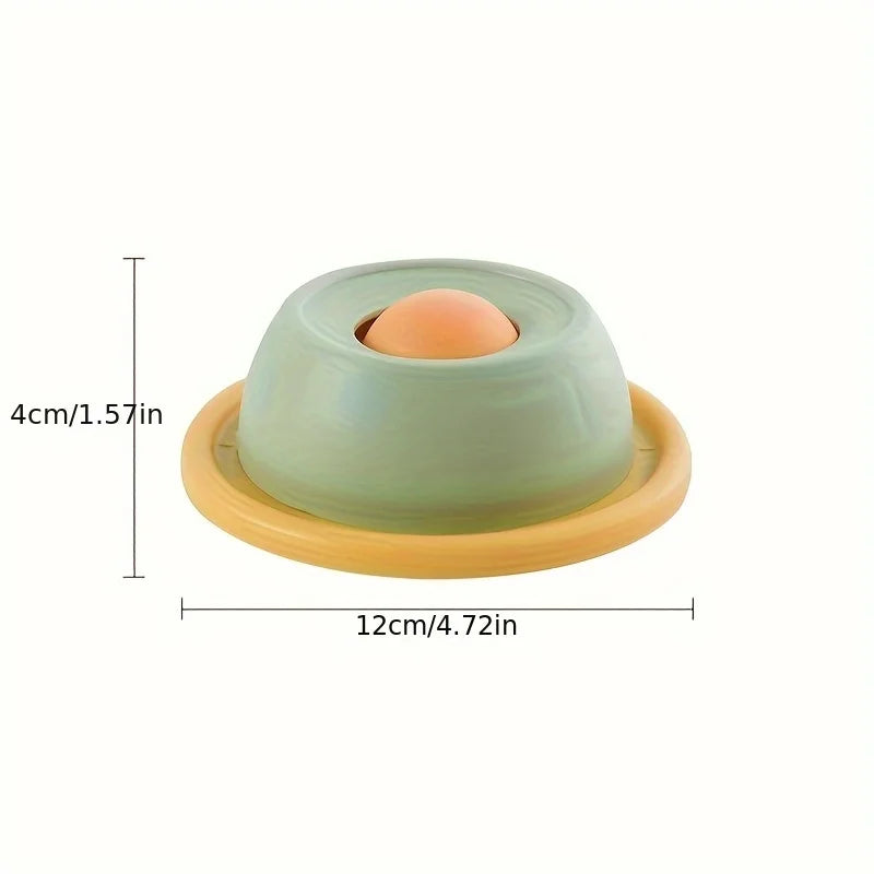1Pc Interactive Cat Slow Feeder Toy - Non-Tipping, Self-Play Snack Plate with Licking Fun for Dental Health, Without Battery