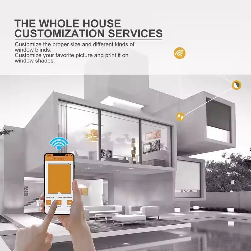 Customized Blinds Polyester Easy To Clean Children Safe Zigbee Homekit Motor Connect Alexa Motorized Roller Blinds For Windows