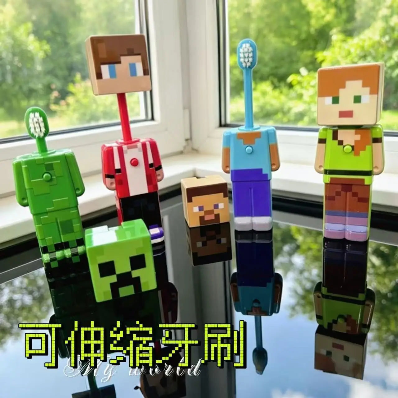 Hot mine craft Retractable Toothbrush Pixel Game Character Soft Bristle Oral Care Brush Portable Daily Wash Accessory Gift ﻿
