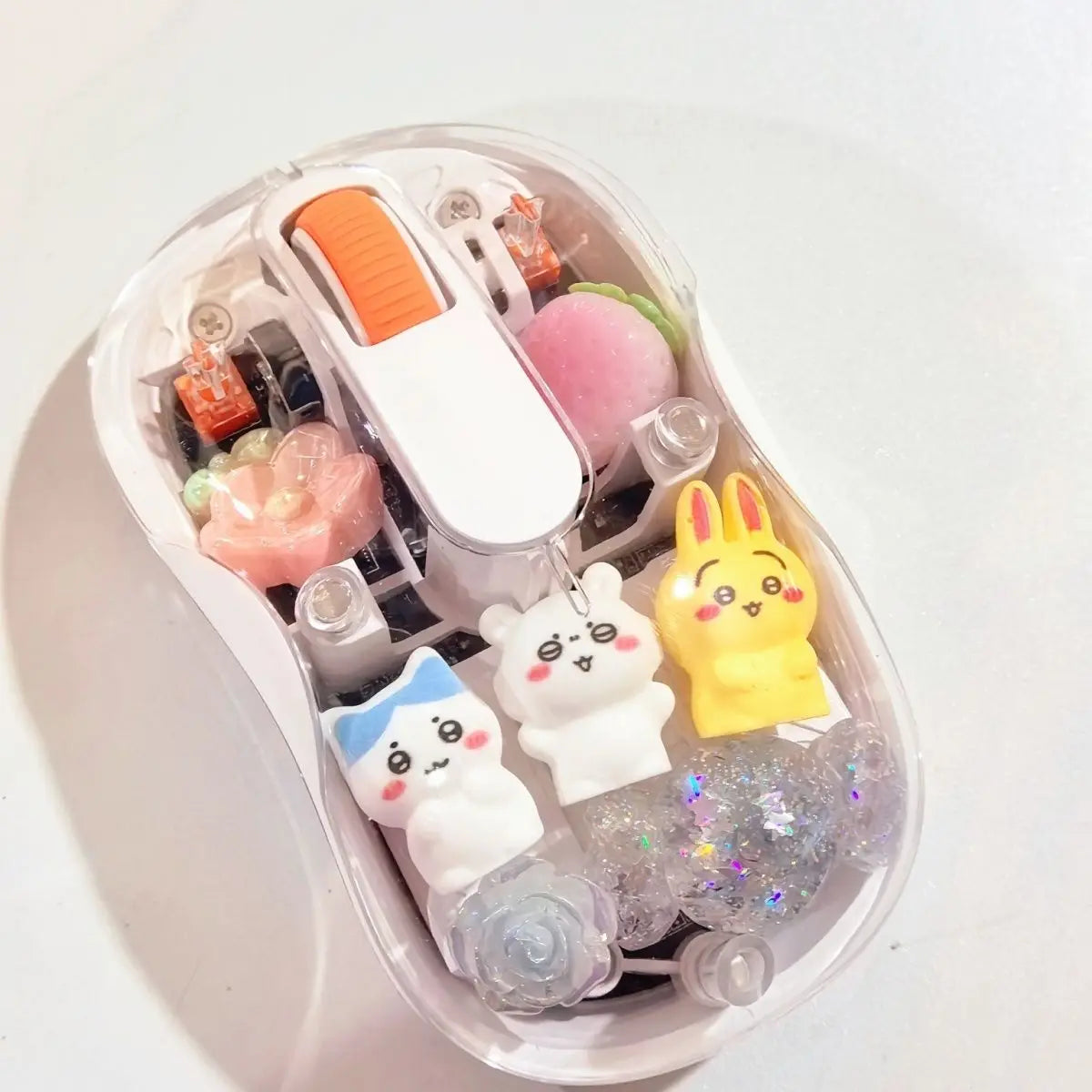 Anime Chiikawa Usagi Bluetooth Wireless Mouse Silent Portable Transparent Cartoon Doll Design for Laptop Computer Office Study