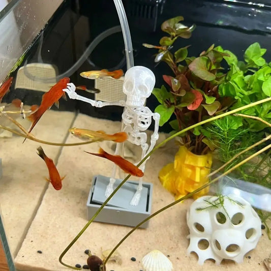 3D Printed Dancing Skeleton Aquarium Bubbler Plastic with Air Tube Fish Tank Dance Skull Ornament Gothic Air Driven - Home Pet Hub