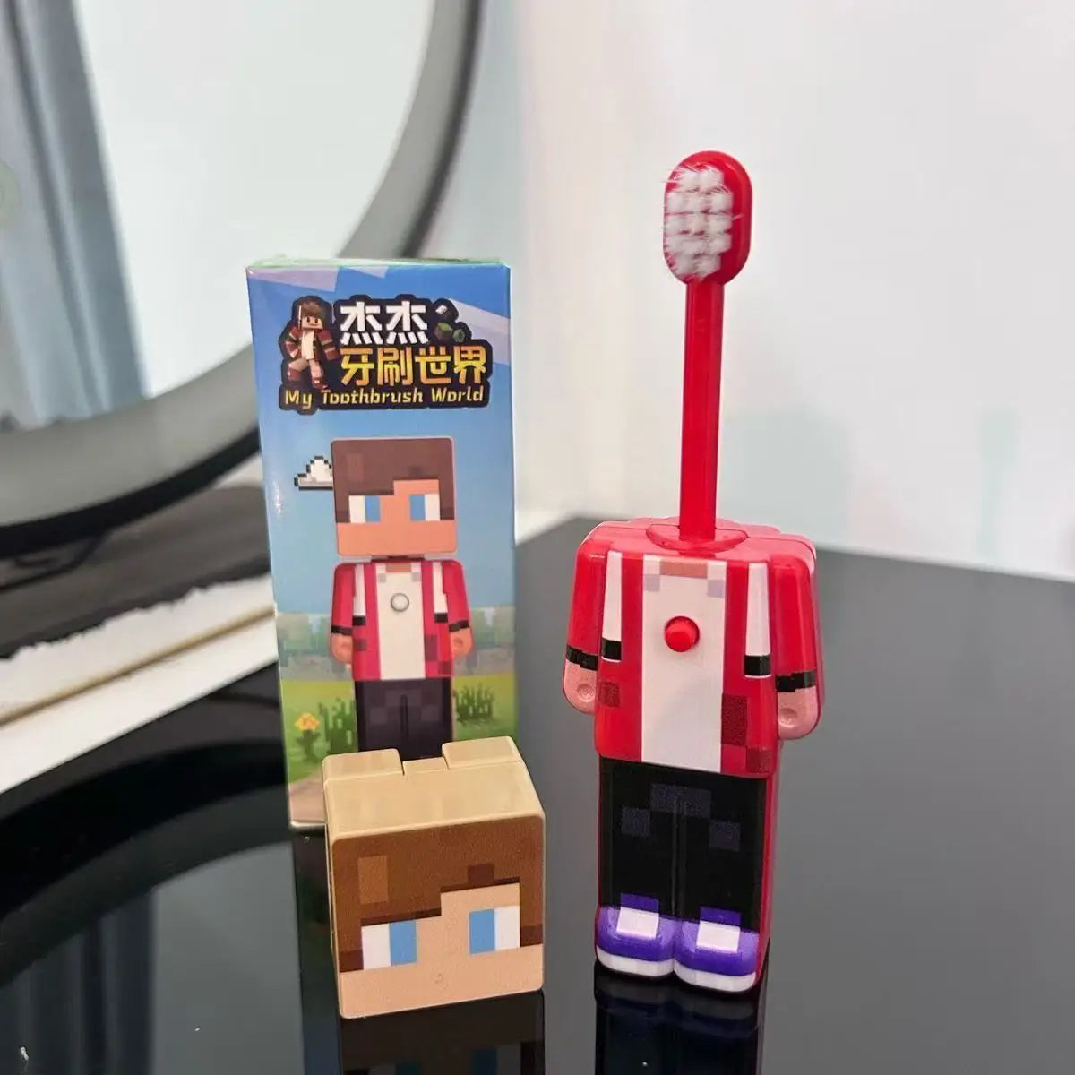 Hot mine craft Retractable Toothbrush Pixel Game Character Soft Bristle Oral Care Brush Portable Daily Wash Accessory Gift ﻿