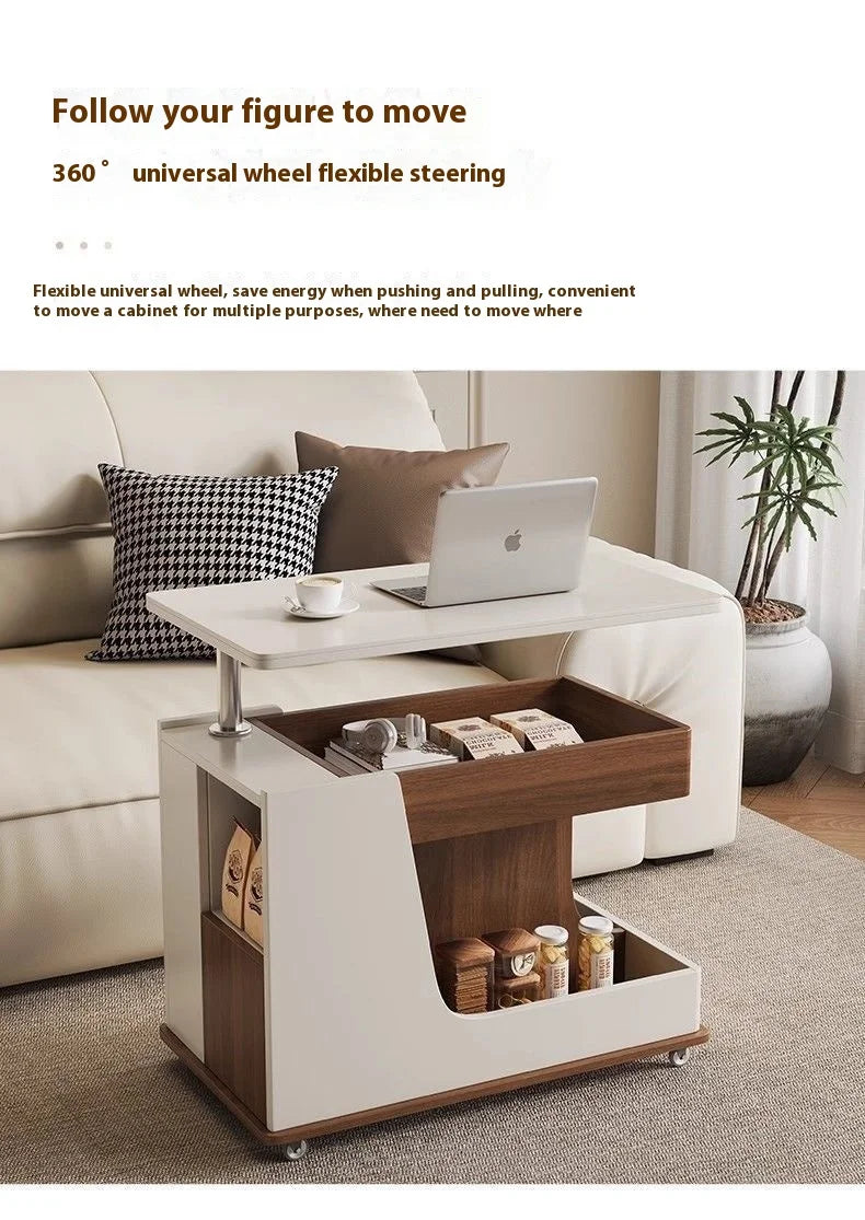 Solid Wood High-End Bedroom Furniture Luxury Modern Slate Multifunctional Side Cabinet Sofa Trolley Lift Capabilities Accessible