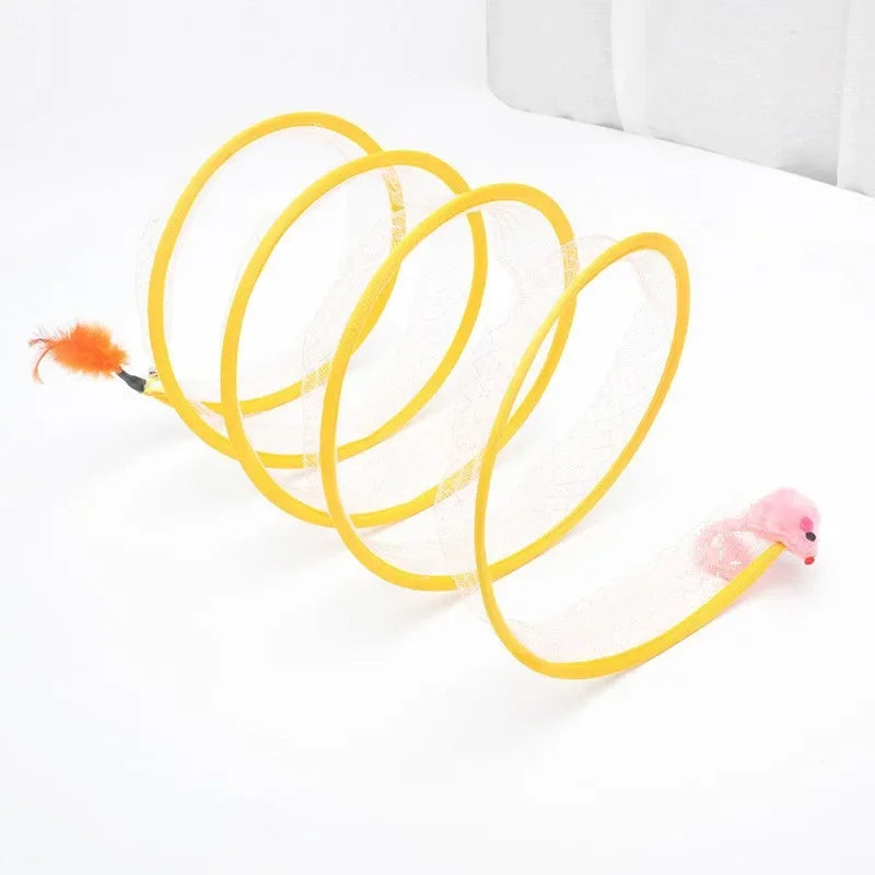 Folded Cat Tunnel S Type Cats Tunnel Spring Toy Mouse Tunnel With Balls And Crinkle Cat Outdoor Cat Toys For Kitten Interactive - Home Pet Hub