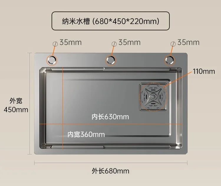 Kitchen Vegetable Basin, Large Sink, 304 Stainless Steel Countertop Sink, Dishwasher, Household Thickened Vegetable Sink