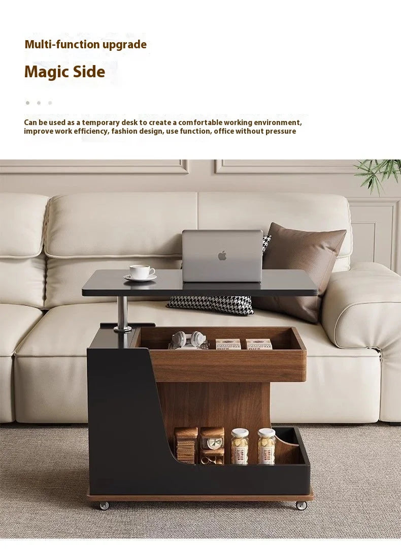 Solid Wood High-End Bedroom Furniture Luxury Modern Slate Multifunctional Side Cabinet Sofa Trolley Lift Capabilities Accessible