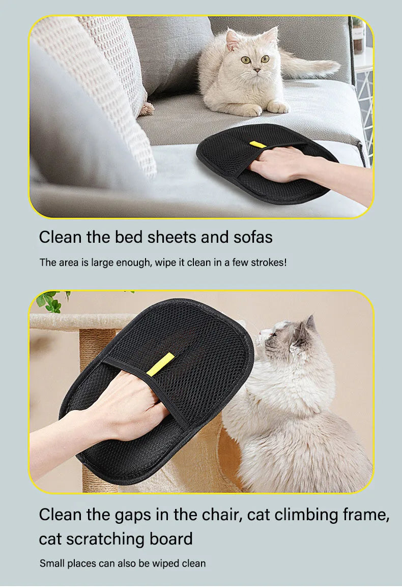 Pet Grooming Gloves – Static Hair Remover Brush for Dog & Cat Fur