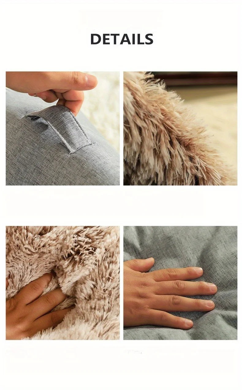 Cozy 2pcs Cat Bed Set - Plush Enclosed Pet Bed & Mat, Washable Cover. Purrfect Christmas Gift! 🎁