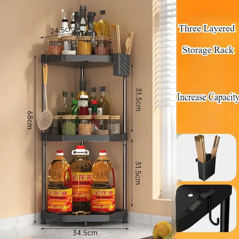 Kitchen Seasoning Shelf Spice Countertop Corner Stands Easy To Clean Space Saving Chopstick Organizer Housewear & Furnishings